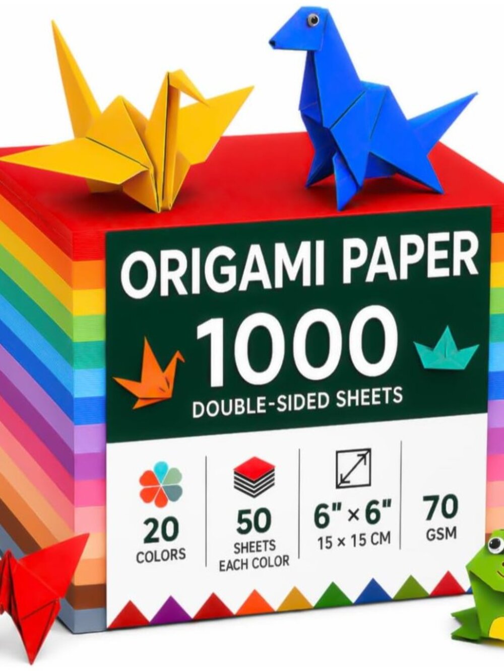 Origami Paper 1000 Sheets 6x6 Inch Colored Craft Paper Double Sided